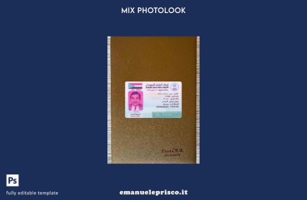 modello FRONTALE photolook della tessera del sindacato dei medici del Sudan veri